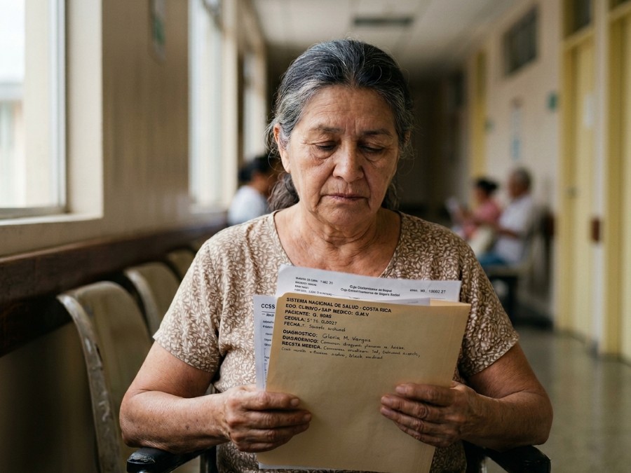 Persona mayor esperando atención médica